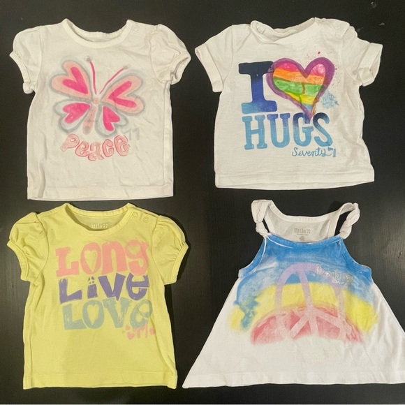 Little 77 *NWOT* 4 pack of 100% Cotton Tops. Sz 6-12mo - Picture 1 of 11